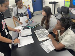 Yearbook Squad explaining the questionnaires